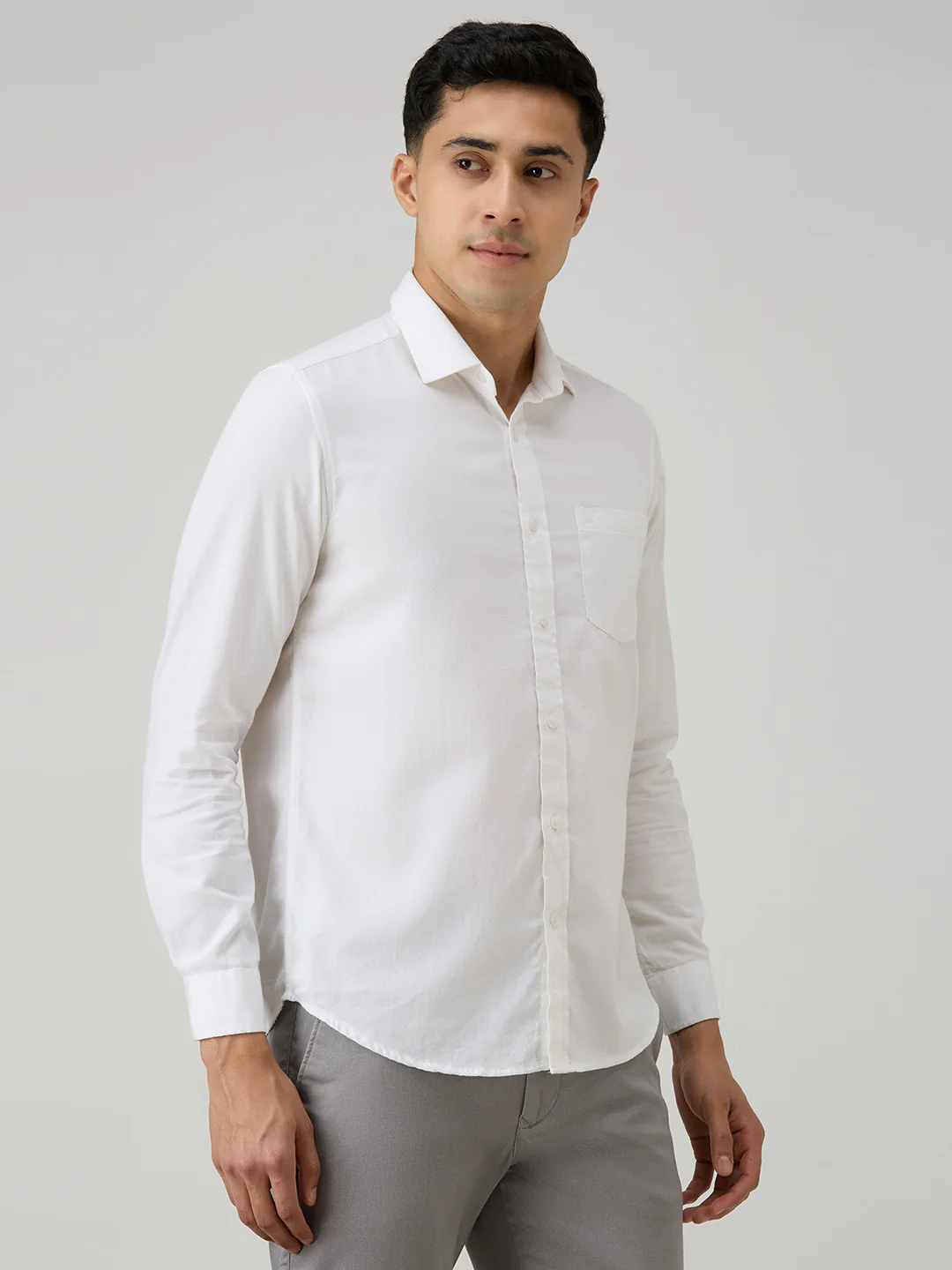 Men's White Solid Slim Fit Shirts - Image 5