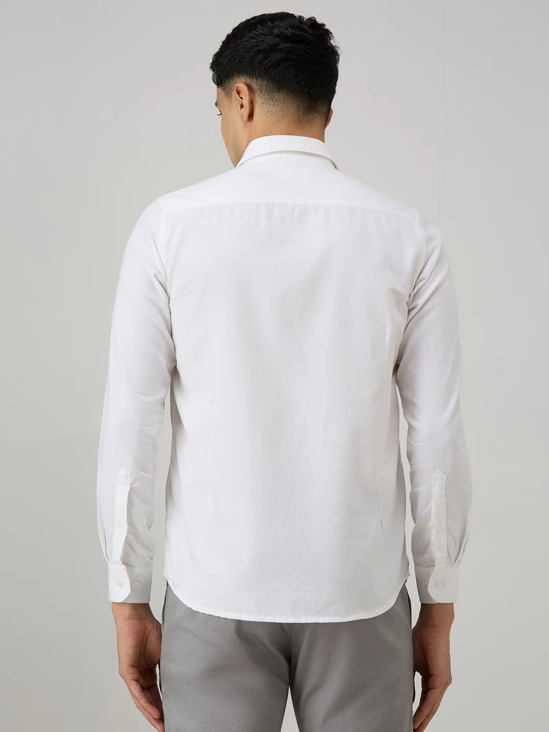 Men's White Solid Slim Fit Shirts - Image 6