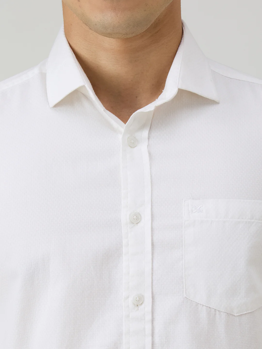 Men's White Solid Slim Fit Shirts - Image 7