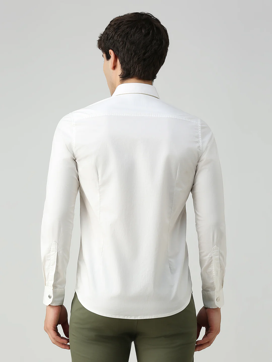 Men's White Solid Straight Fit Shirts - Image 6