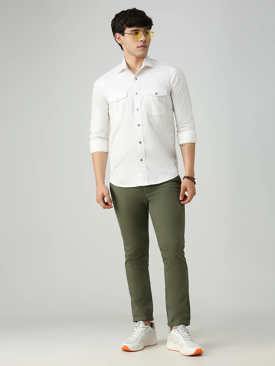 Men's White Solid Straight Fit Shirts - Image 8