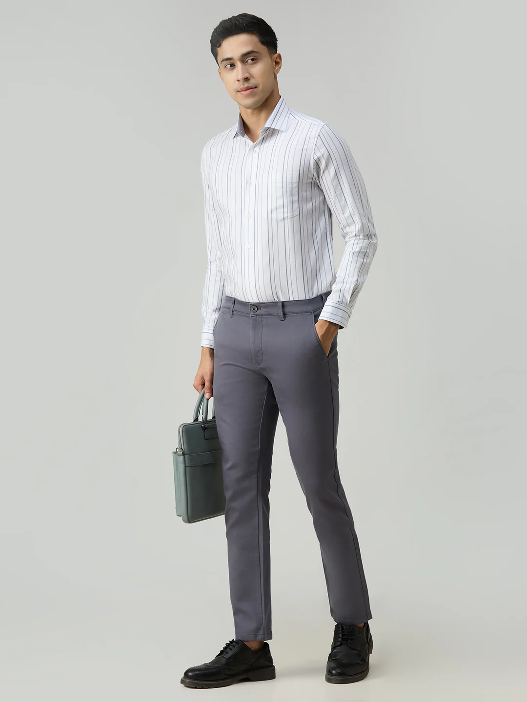 Men's White Stripe Slim Fit Shirts - Image 8