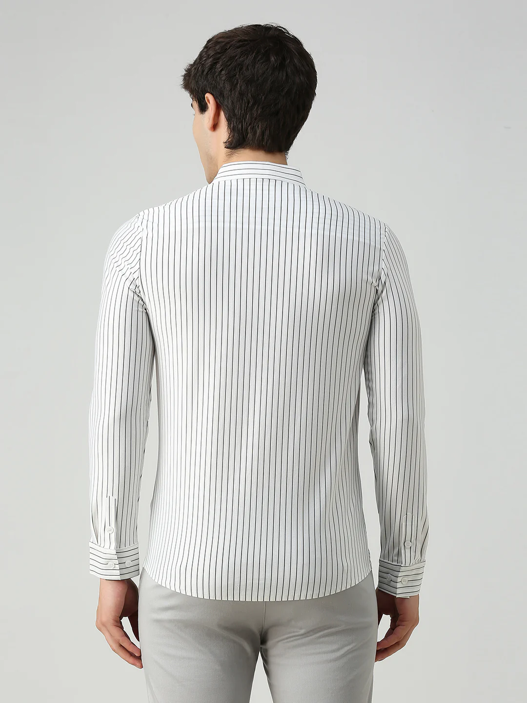 Men's White Stripe Slim Fit Shirts - Image 6