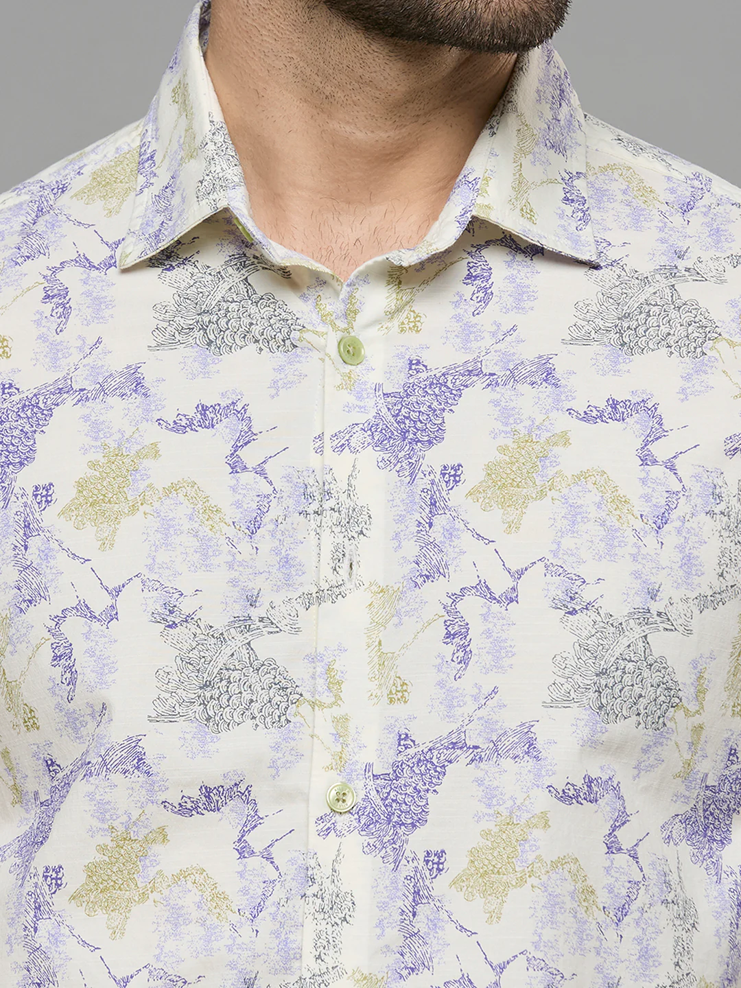 Men's Yellow Printed Slim Fit Shirts - Image 7