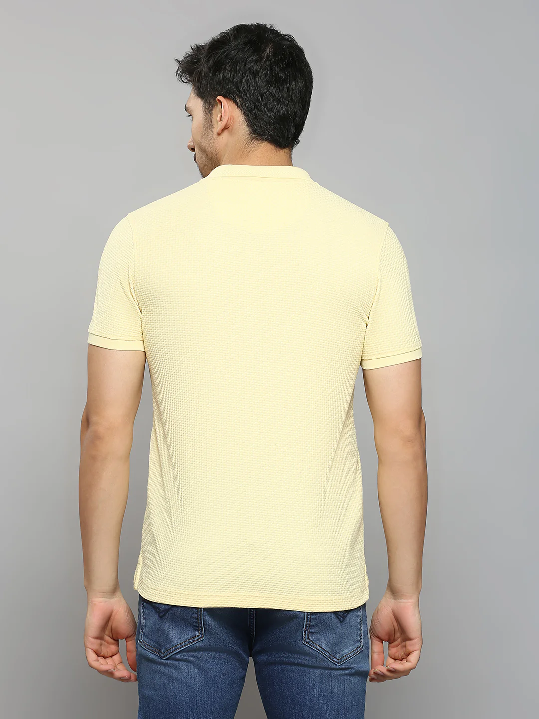 Men's Yellow Printed Slim Fit T-Shirts - Image 4