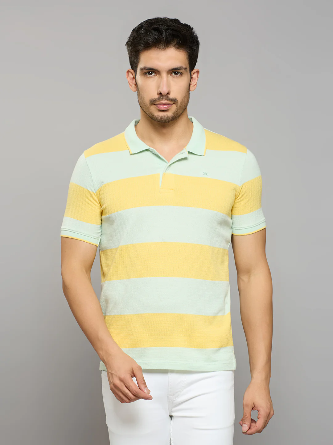 Men's Yellow Printed Slim Fit T-Shirts