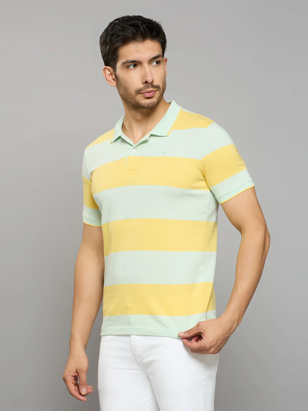 Men's Yellow Printed Slim Fit T-Shirts - Image 2