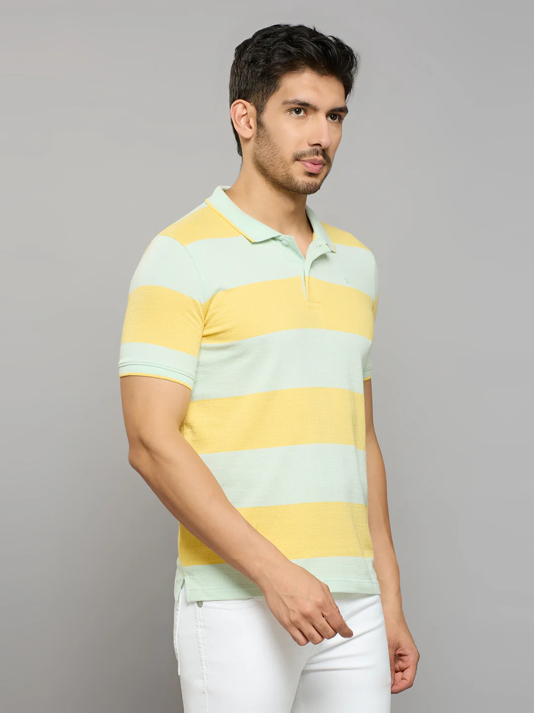 Men's Yellow Printed Slim Fit T-Shirts - Image 3