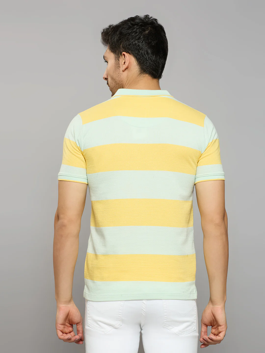 Men's Yellow Printed Slim Fit T-Shirts - Image 4