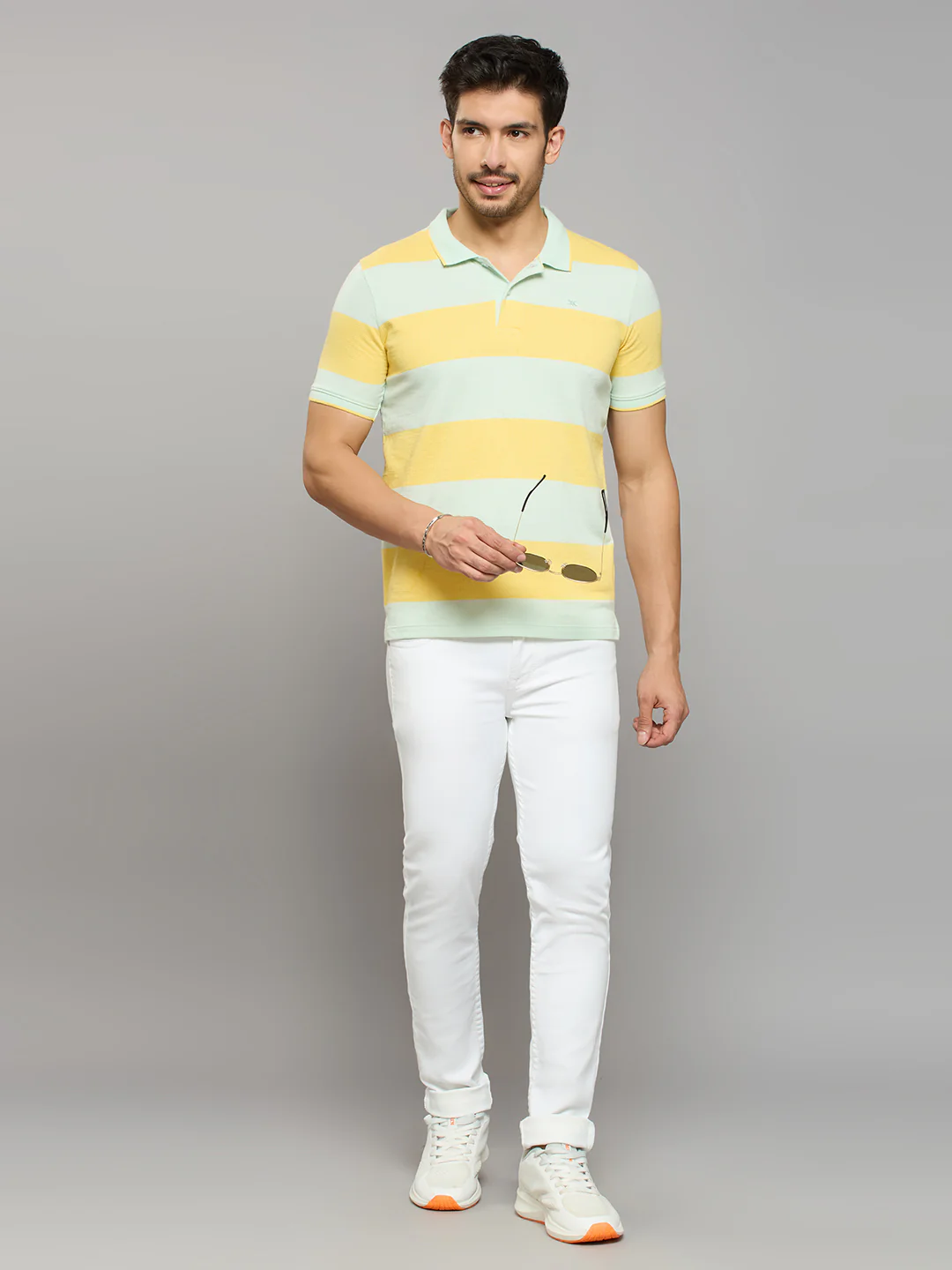 Men's Yellow Printed Slim Fit T-Shirts - Image 6
