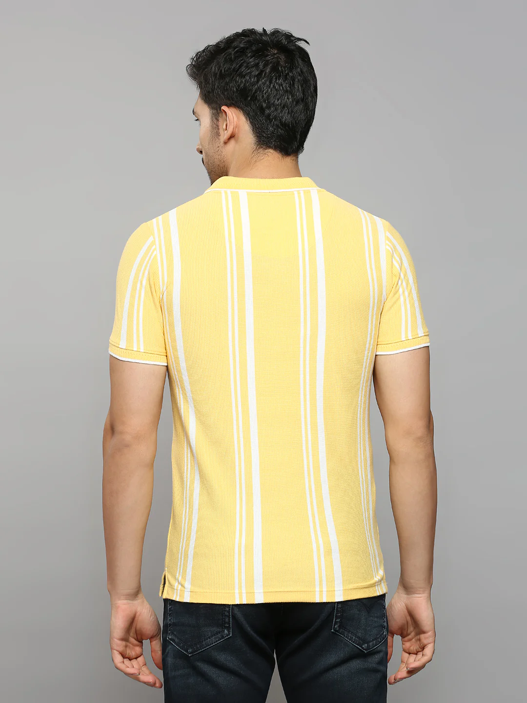 Men's Yellow Printed Slim Fit T-Shirts - Image 4
