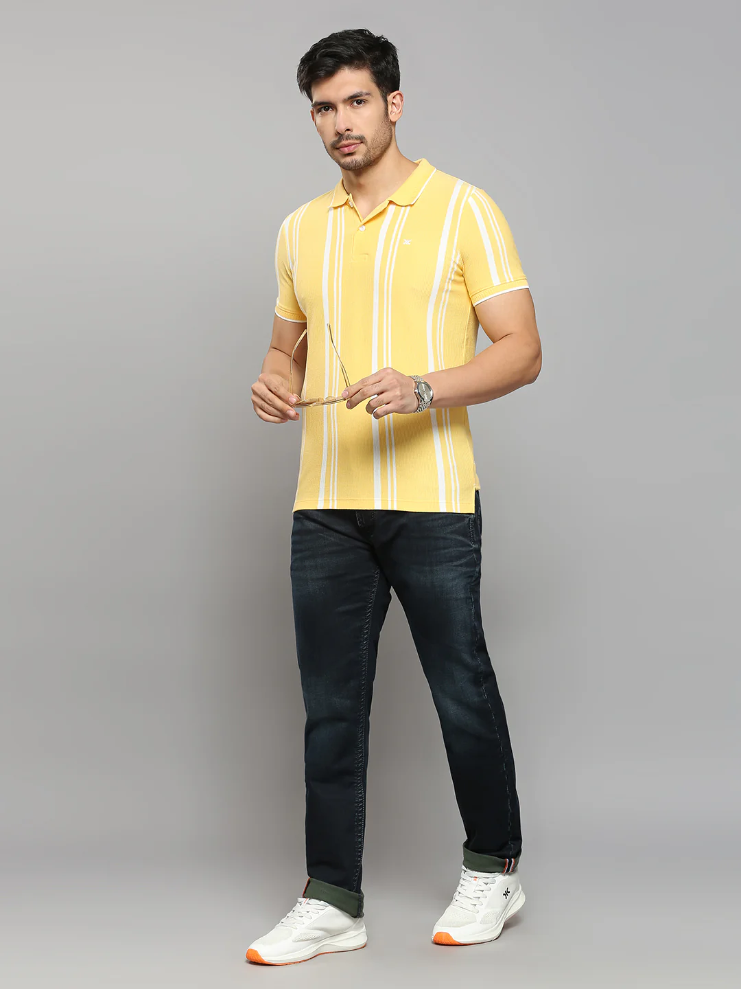 Men's Yellow Printed Slim Fit T-Shirts - Image 6