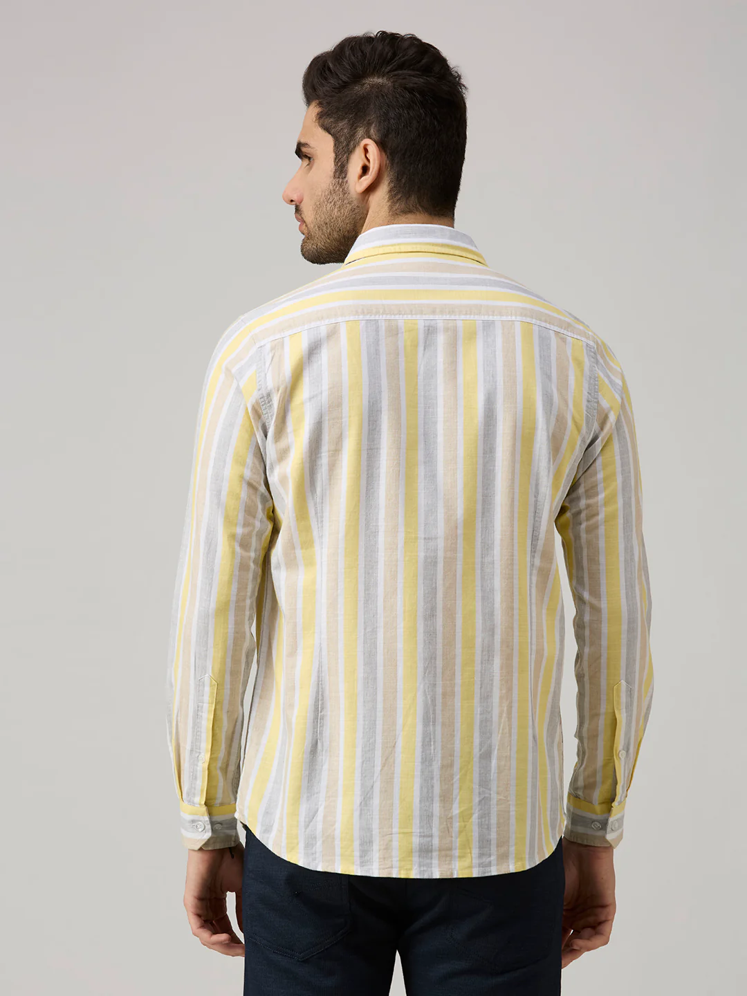 Men's Yellow Stripe Slim Fit Shirts - Image 6