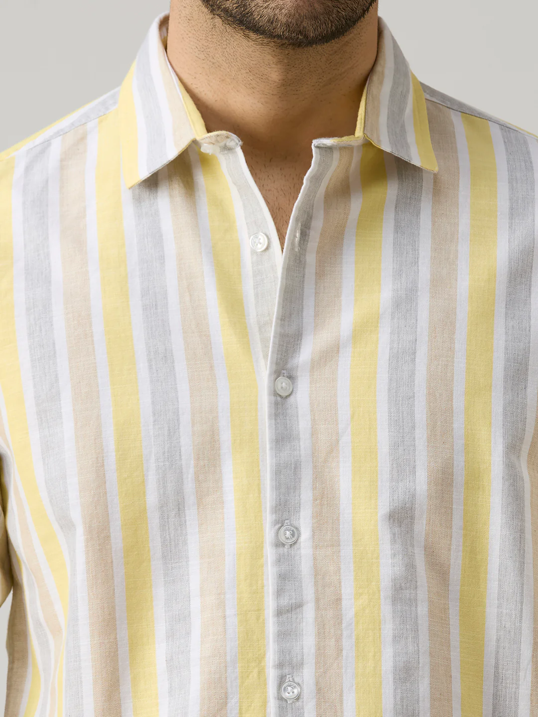 Men's Yellow Stripe Slim Fit Shirts - Image 7